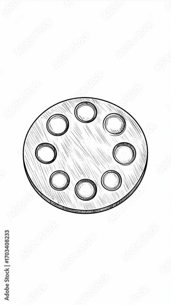 Poster circular dot matrix pattern on white paper featuring geometric design