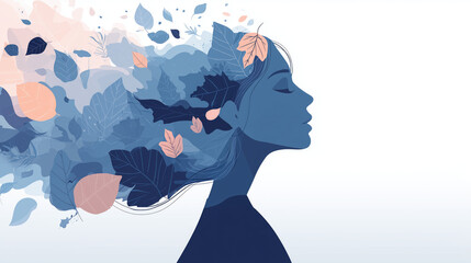 Silhouette of woman with leaves in her hair