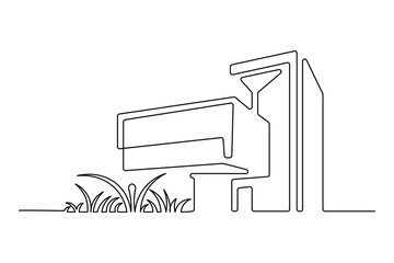 Contemporary office building single line artwork design
