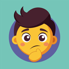 Thinking Face emoji, Yellow emoji face thinking with chin hand raised looking thoughtful and questioning with furrowed brow