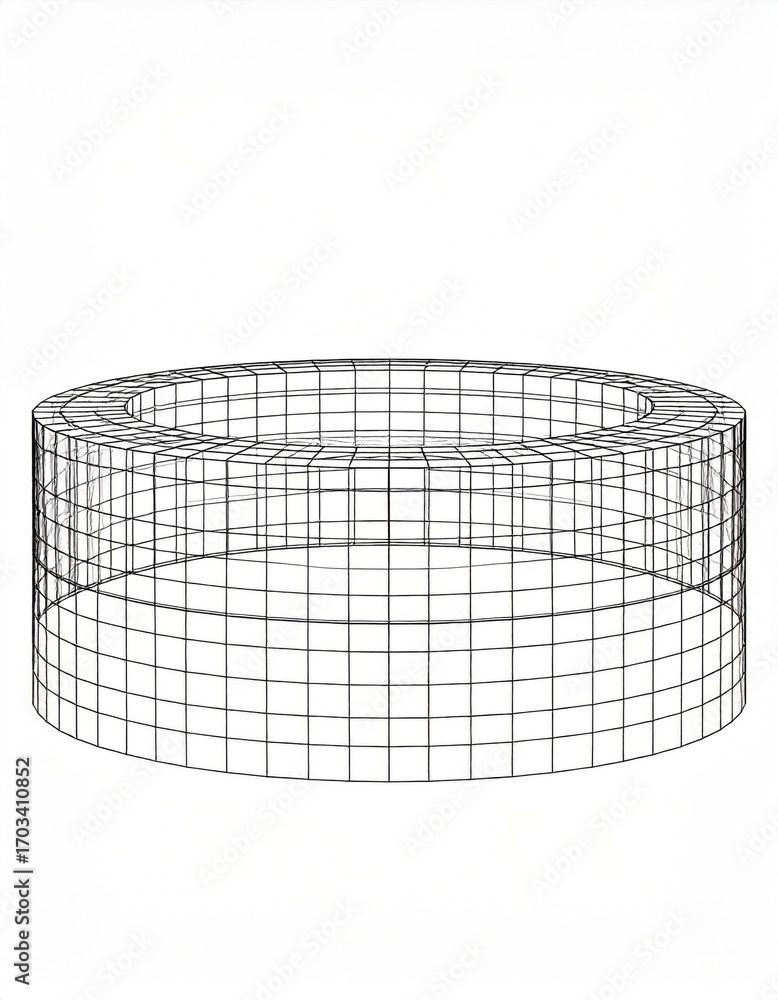 Aufkleber cylindrical wireframe structure against white background geometric 3d rendering with intricate lines