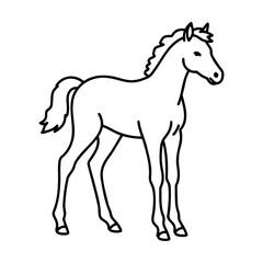 Obraz premium Outline of a standing horse with a tail and mane 