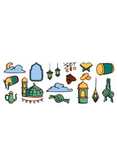Obraz premium Ramadan muslim element ornament doodle illustration.ai