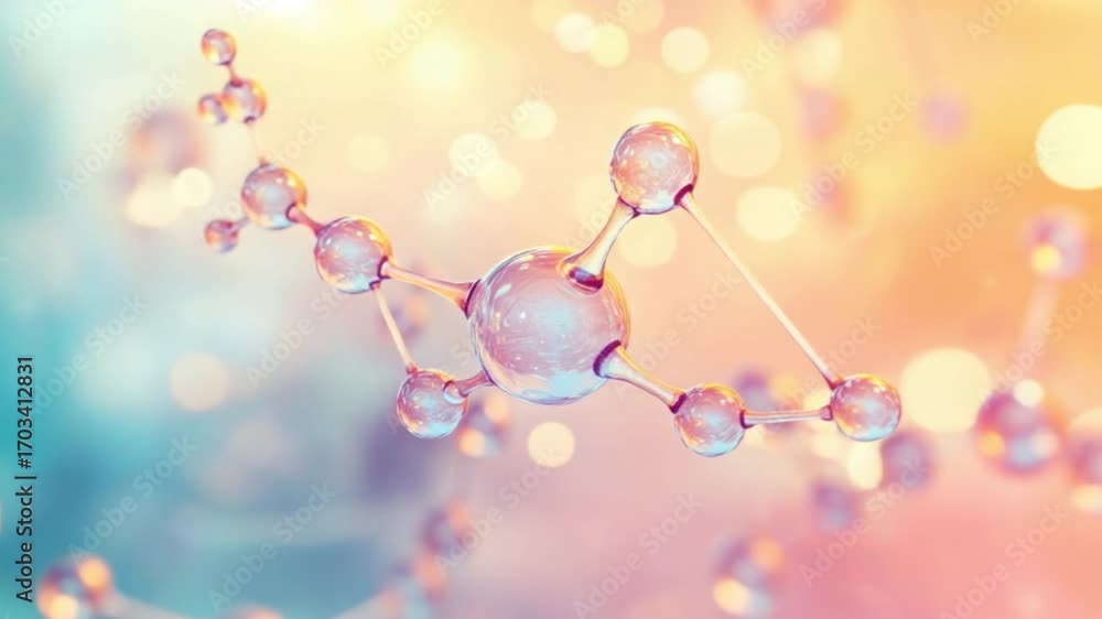 Aufkleber abstract representation of colorful molecules with soft background and glowing bokeh effect for scie