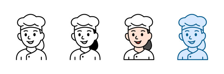 Mother Chef Icon Set Multiple Style Collection
