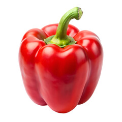 Vibrant Red Bell Pepper with Green Stem Isolated on Black Background red pepper vegetable