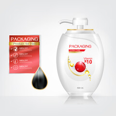Hair Care Product Packaging Bottle with Extra Care Conditioner icon Vector.