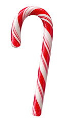 A candy cane, red and white stripes, curved