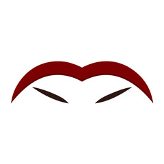 Mysterious red eyebrows and dark eyes on a black background