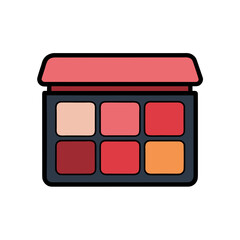 Colorful six pan eyeshadow palette with red tones