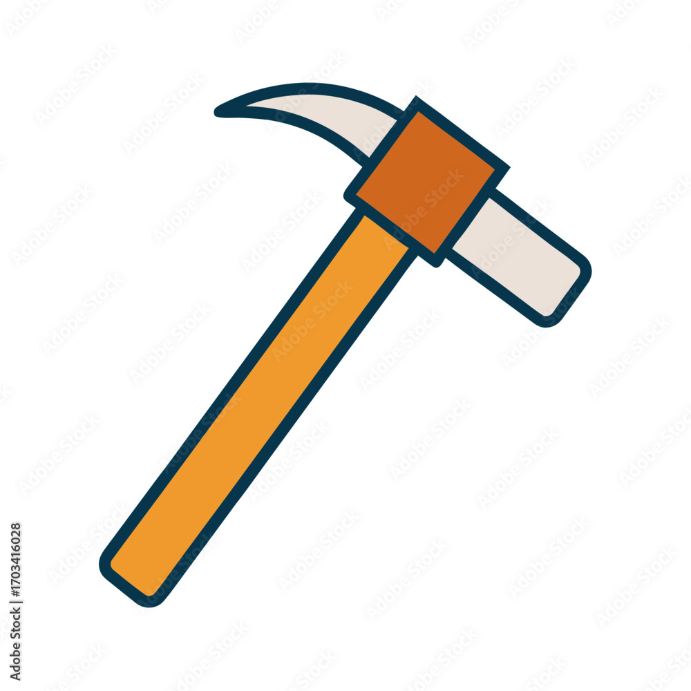 Poster simple flat design icon of a pickaxe tool