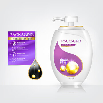 Hair Care Product Packaging Bottle with Extra Care Conditioner icon Vector.
