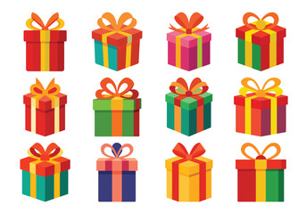 Colorful Gift Boxes Vector Illustration for Holiday Celebrations and Special Occasions