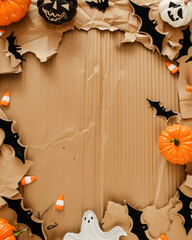 Cardboard halloween background with classic spooky vibe