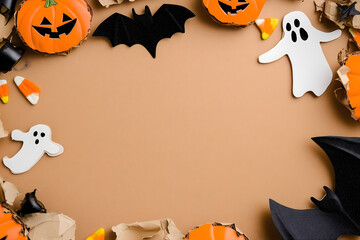 Rustic halloween cardboard invitation template design

