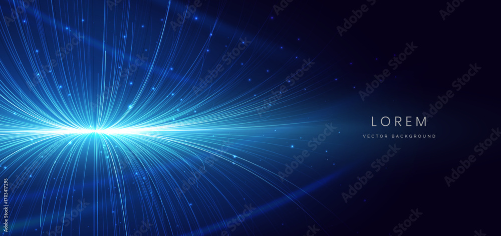 Poster abstract speed motion blue lines on dark blue background. technology futuristic data communication c