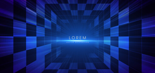 Speed movement lines with square table on dark background. Hispeed car decor concept.