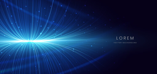Abstract speed motion blue lines on dark blue background. Technology futuristic data communication concept.