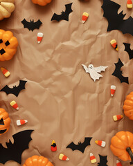 Classic halloween layout with bats and cardboard edge

