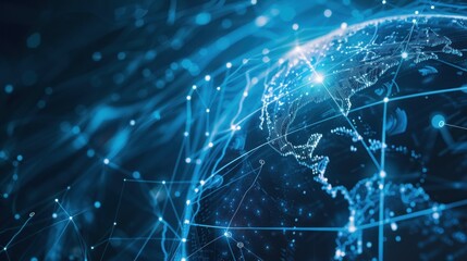 Obraz premium A globe with a network of connections, representing global communication and connectivity.