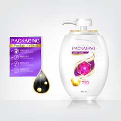 Hair Care Product Packaging Bottle with Extra Care Conditioner icon Vector.