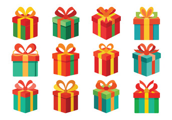 Fototapeta premium Colorful Gift Boxes Vector Illustration for Holiday Season and Celebrations