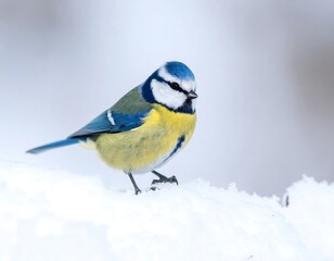 Obraz premium Blue tit perched on snow