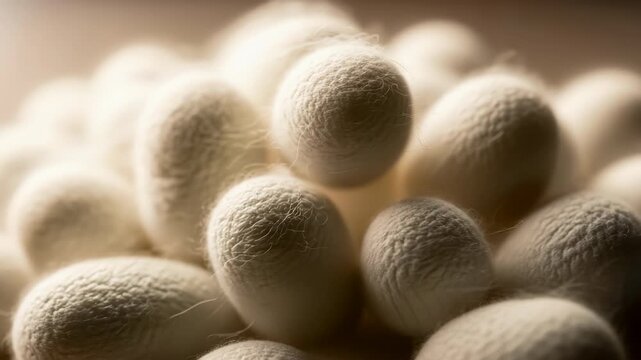 Silkworm cocoons delicate natural fiber production for textile creation