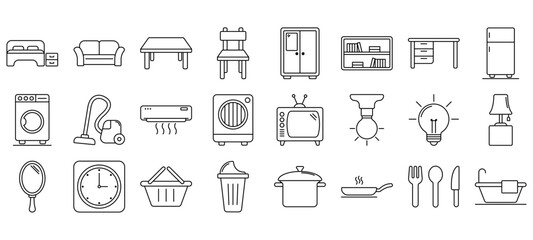 Set of home necessities Icons or symbols Vector fully editable file.