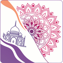 Obraz premium Illustration with mandala and taj mahal design