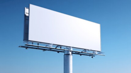 Billboard Mockup Against Blue Sky: Advertising Space for Outdoor Marketing and Promotional Campaigns