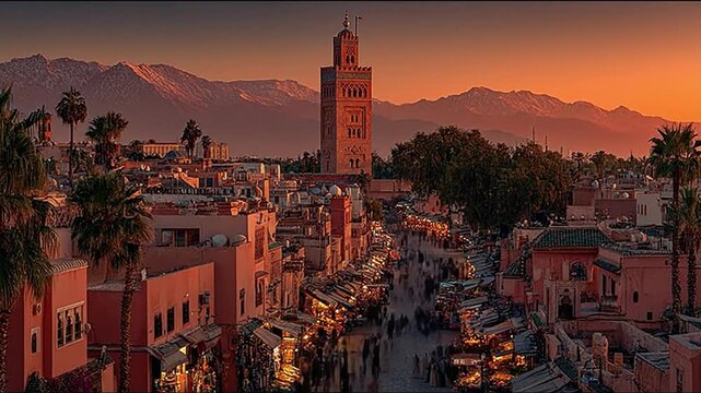 Marrakech cityscape sunset