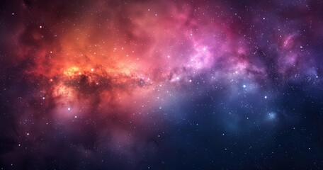 Obraz premium Vibrant cosmic nebula with swirling colors and stars in a vast galaxy, evoking a sense of wonder