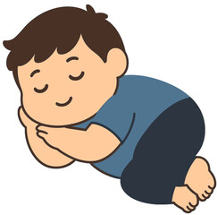 Cartoon Boy Sleeping Peacefully Illustration