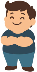 Cartoon Boy Smiling with Folded Arms Illustration