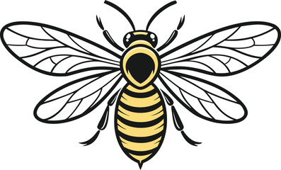 Realistic bee in flight insect illustration. Flying bee realistic artwork design. Bee in flight detailed insect artwork. Realistic honey bee flying insect design. Bee in motion realistic closeup