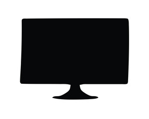 Silhouette of an Old CRT Computer Monitor Displayed on a White Background