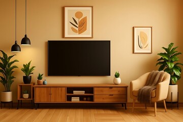 Modern Living Room Featuring Flat-Screen TV And Cozy Ambiance