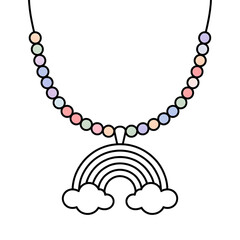 Rainbow Cloud Necklace Illustration | Kids Jewelry, Cute, Colorful, Gift, Fashion, Accessory Coloring page