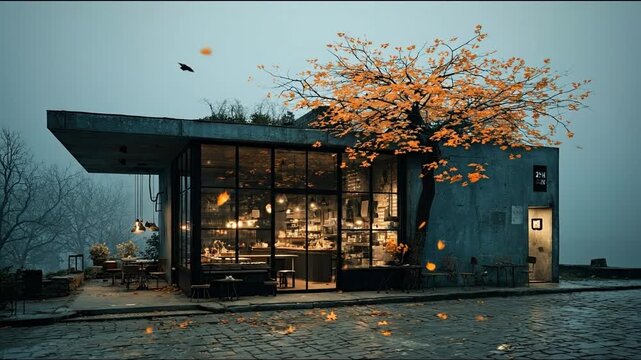 Modern coffee shop exterior