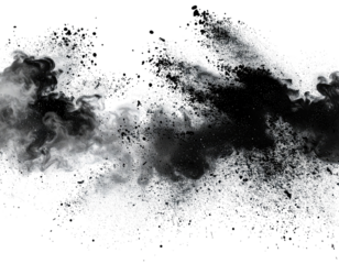 Abstract grayscale image of swirling, textured, spattering cloud formations