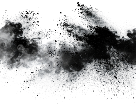 Abstract grayscale image of swirling, textured, spattering cloud formations