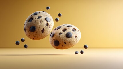 Levitating chocolate 3d cgi still image for food and dessert themes