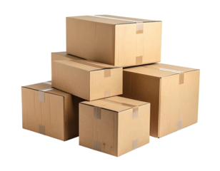 Several stacked cardboard boxes