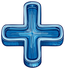 Obraz premium Blue Plus Sign with 3D Effect and Stylized Lines