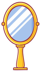 Elegant Oval Handheld Mirror with Ornate Gold Frame and Reflective Surface