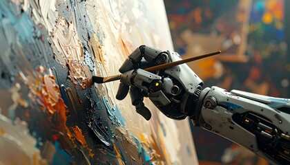 Robotic hand painting on canvas