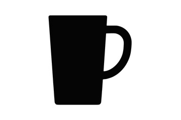 Tall Coffee Mug Silhouette Icon - Black Cup Vector