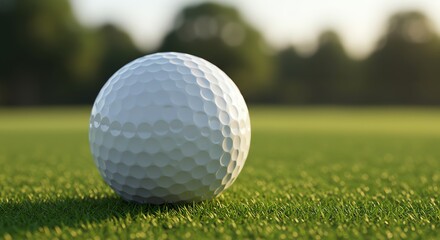 Obraz premium Golf ball on green grass fairway