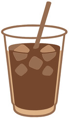 Iced Coffee Glass with Straw and Ice Cubes - Cold Drink Illustration